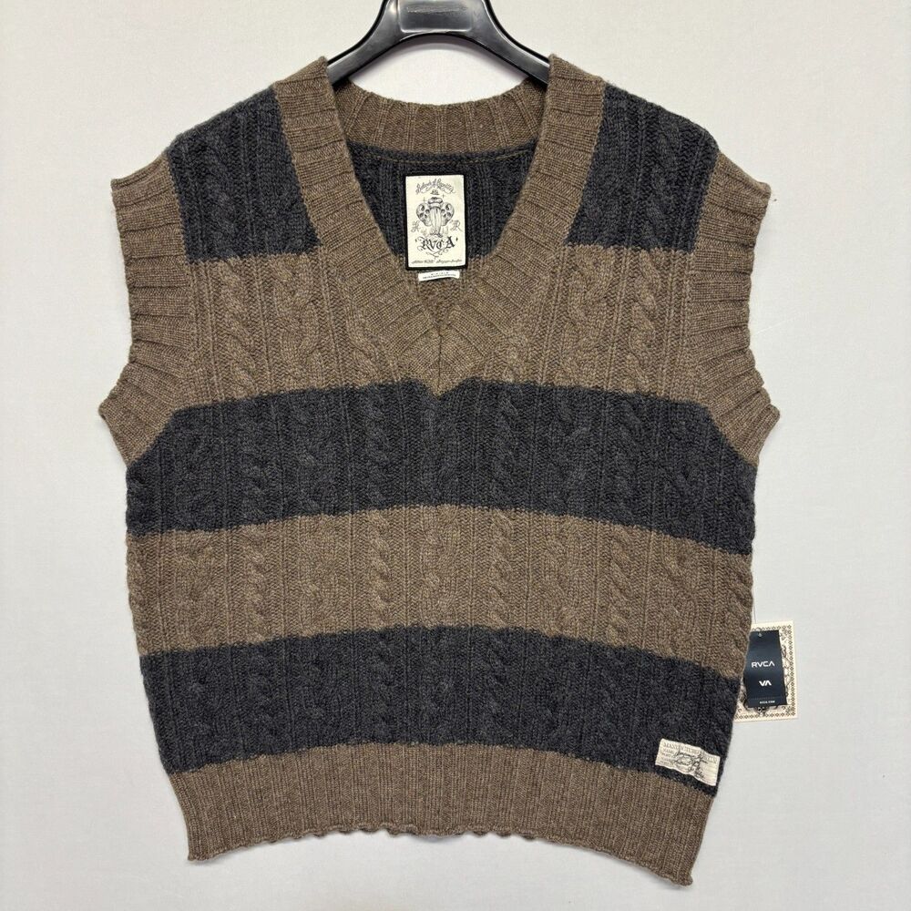 NWT RVCA Women Chef's Kiss Sweater Vest Size Medium Wool Blend Knit C136 -30